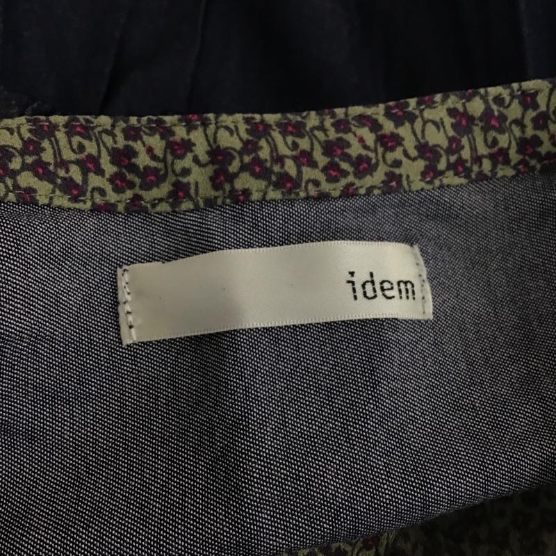 イデム idem ワンピース ロングスカート chambray × flower one piece シャンブレー切替シャツワンピース FREE 花柄 紺 / ネイビー / レディース USED 古着 中古 10104846