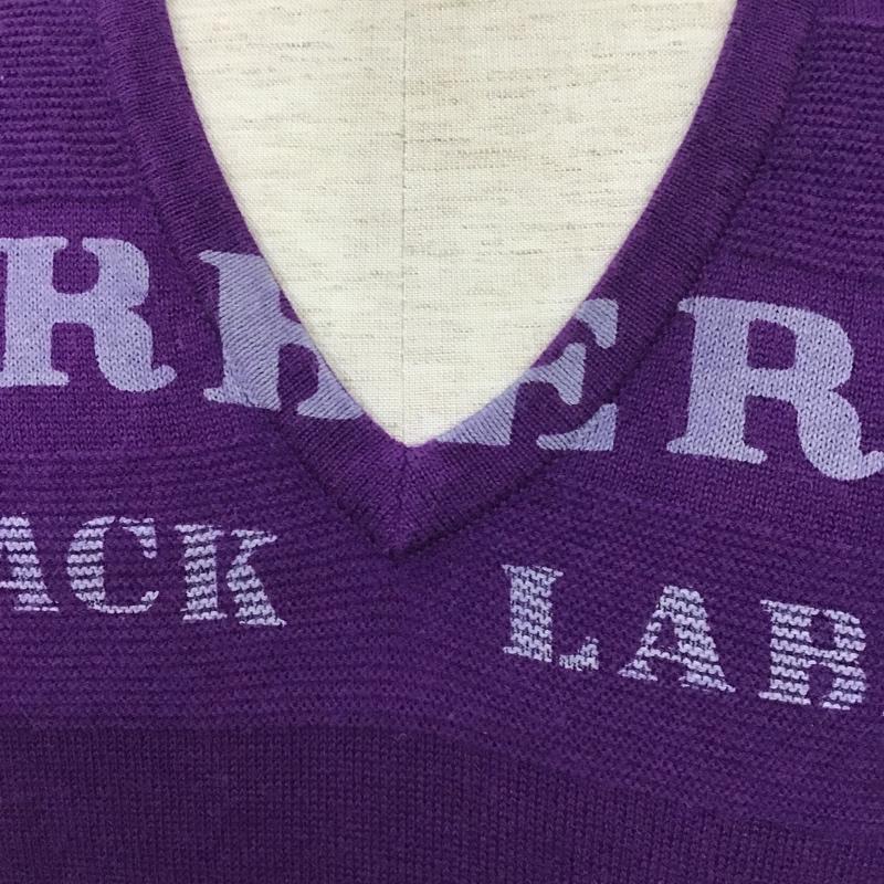 バーバリーブラックレーベル BURBERRY BLACK LABEL ニット、セーター 長袖 長袖ニットカットソー ニット セーター Vネックニット 3 ロゴ、文字 紫 / パープル / メンズ USED 古着 中古 10104860