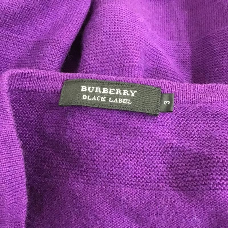 バーバリーブラックレーベル BURBERRY BLACK LABEL ニット、セーター 長袖 長袖ニットカットソー ニット セーター Vネックニット 3 ロゴ、文字 紫 / パープル / メンズ USED 古着 中古 10104860