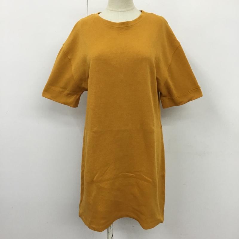 ザラ ZARA ワンピース ひざ丈スカート 4174 304 305 Tシャツワンピース 半袖 S 無地 橙 / オレンジ / レディース USED 古着 中古 10104878