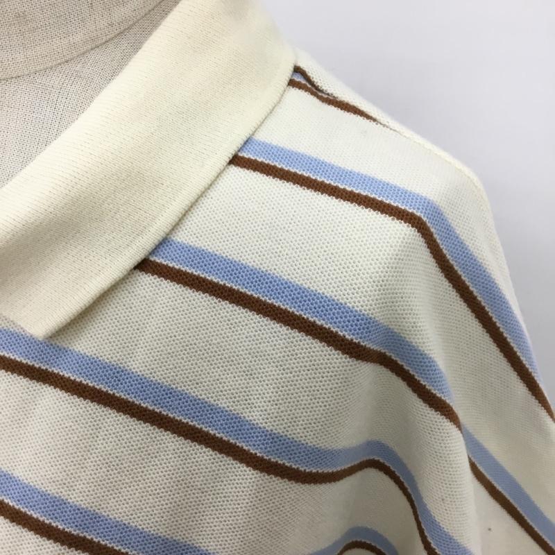 ニコアンド niko and... ポロシャツ 半袖 NKN23603KO ワイドスケーターポロシャツ マルチボーダー タグ付き L ワンポイント 茶 / ブラウン / X アイボリー / アイボリー / X 水色 / ライトブルー / レディース USED 古着 中古 10104883