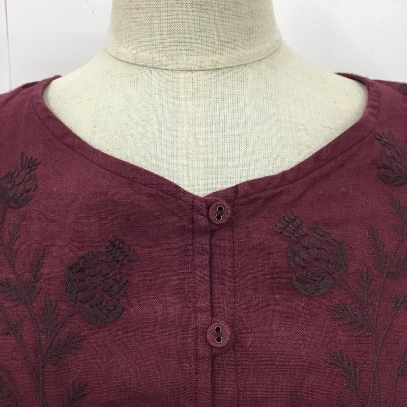 サマンサモスモス Samansa Mos2 カットソー 長袖 1710474 35周年 ブラウス リネン FREE 刺繍 ボルドー / ボルドー /  レディース USED 古着 中古 10104885
