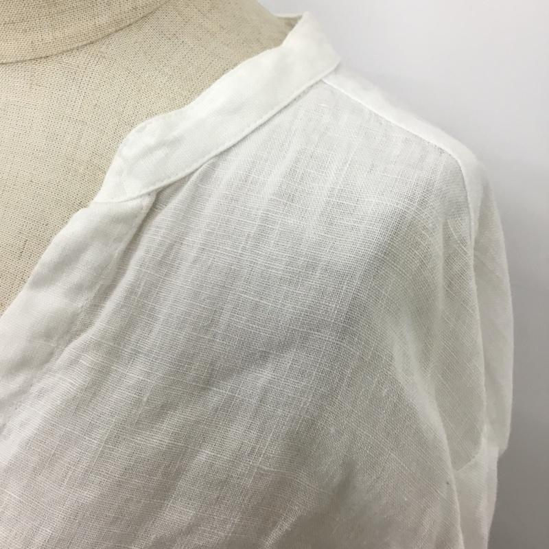 ザラ ZARA シャツ、ブラウス 長袖 長袖シャツ ノーカラーシャツ ポケットシャツ 長袖カットソー M 無地 白 / ホワイト / レディース USED 古着 中古 10104899