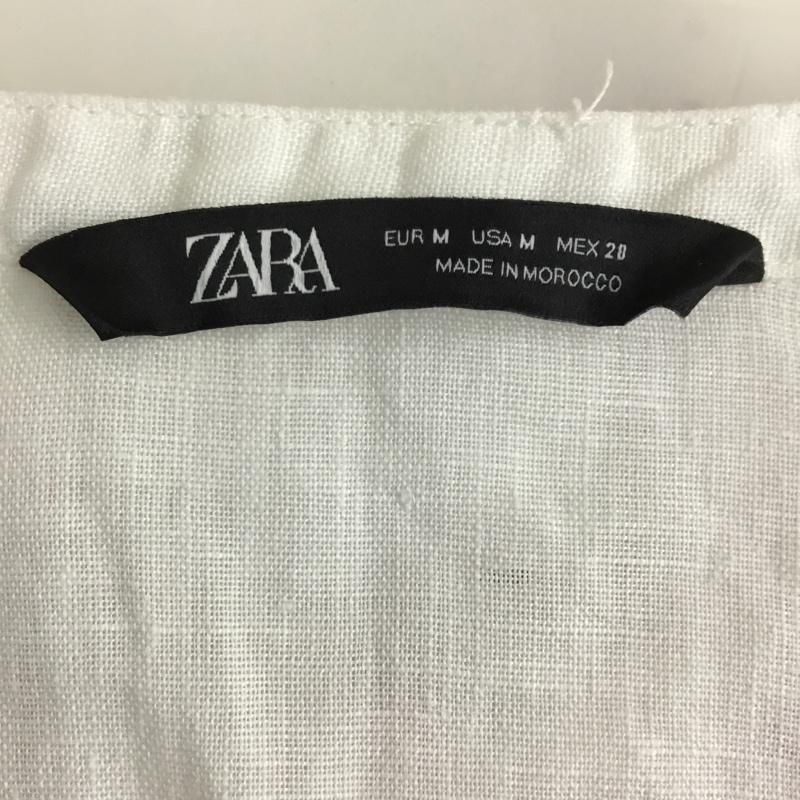 ザラ ZARA シャツ、ブラウス 長袖 長袖シャツ ノーカラーシャツ ポケットシャツ 長袖カットソー M 無地 白 / ホワイト / レディース USED 古着 中古 10104899