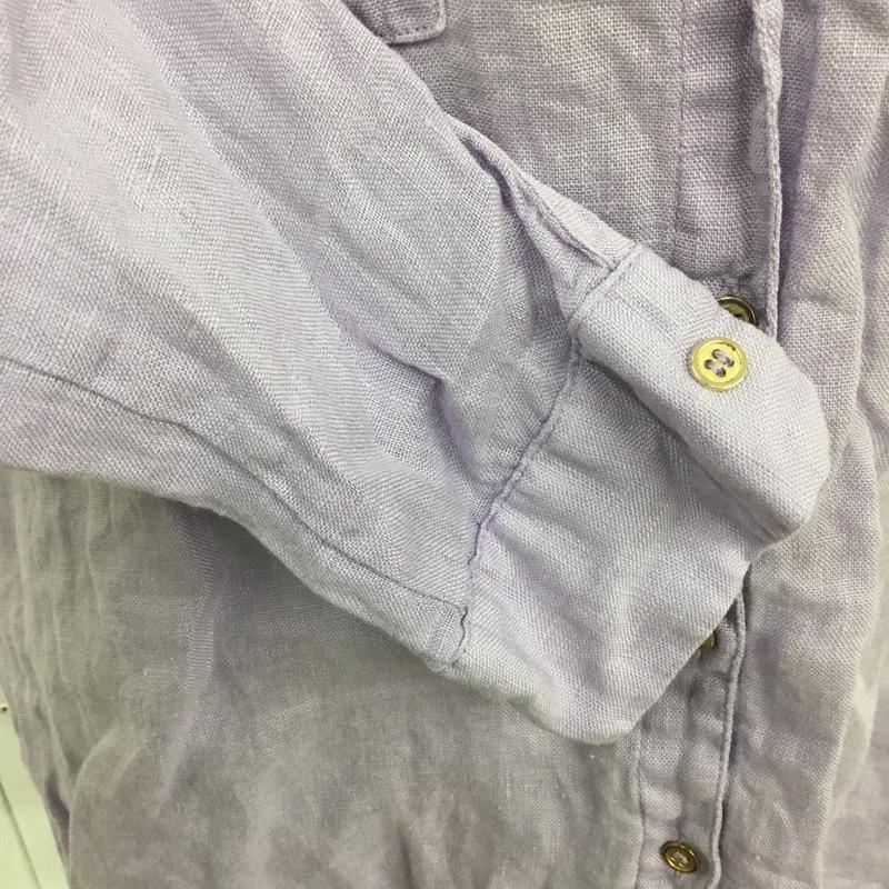 ザラ ZARA シャツ、ブラウス 長袖 長袖シャツ ノーカラーシャツ ポケットシャツ 長袖カットソー M 無地 紫 / パープル / レディース USED 古着 中古 10104900