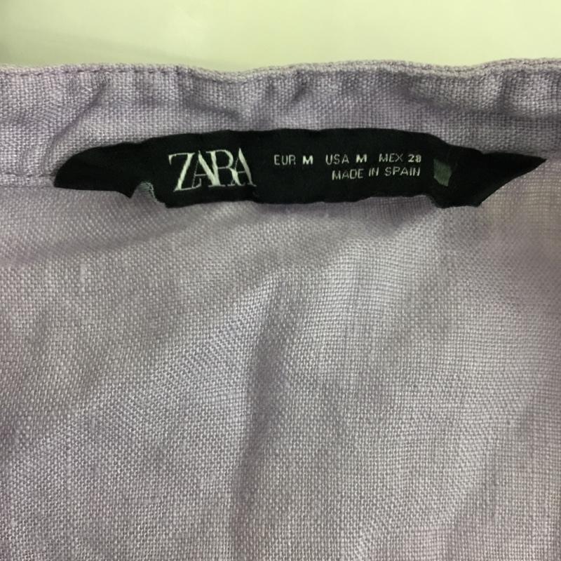 ザラ ZARA シャツ、ブラウス 長袖 長袖シャツ ノーカラーシャツ ポケットシャツ 長袖カットソー M 無地 紫 / パープル / レディース USED 古着 中古 10104900