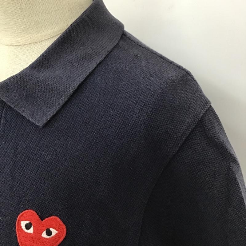 プレイコムデギャルソン PLAY COMME des GARCONS ポロシャツ 半袖 AZ-T005 ハート ワッペン S ワンポイント 紺 / ネイビー / レディース USED 古着 中古 10104917