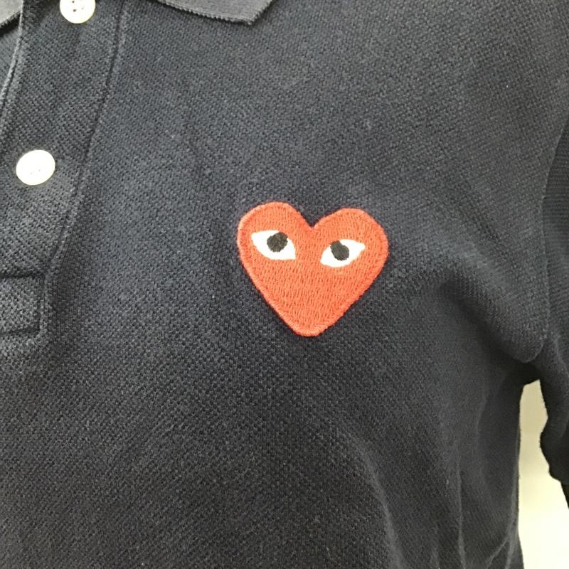 プレイコムデギャルソン PLAY COMME des GARCONS ポロシャツ 半袖 AZ-T005 ハート ワッペン S ワンポイント 紺 / ネイビー / レディース USED 古着 中古 10104917