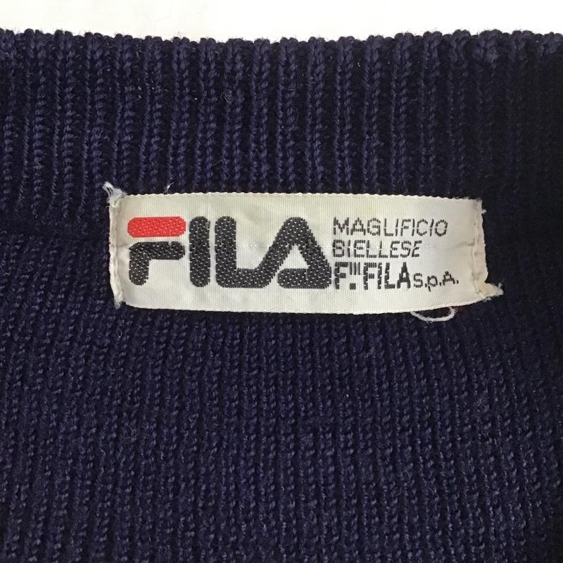 フィラ FILA ニット、セーター 長袖 長袖ニット リブニット セーター クルーネックカットソー セーター ロゴ、文字 白 / ホワイト / X 赤 / レッド / X 紺 / ネイビー / メンズ USED 古着 中古 10104962