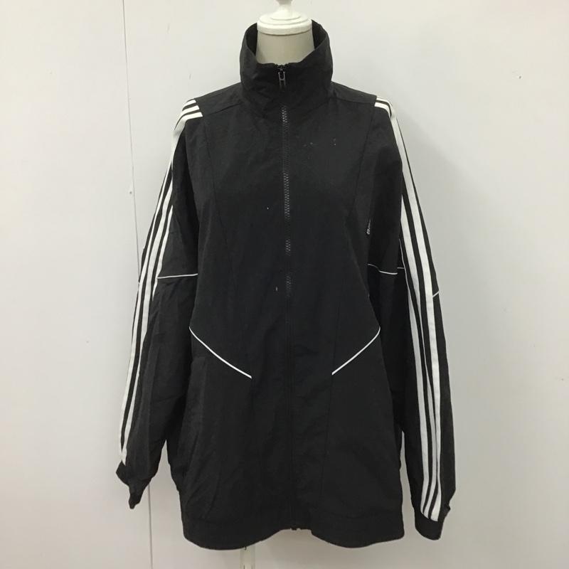 アディダス adidas ジャケット、上着 ジャケット、ブレザー FT1739 adidas×MOUSSY コラボ ナイロンジャケット ジップアップジャケット S ロゴ、文字 黒 / ブラック / レディース USED 古着 中古 10104995