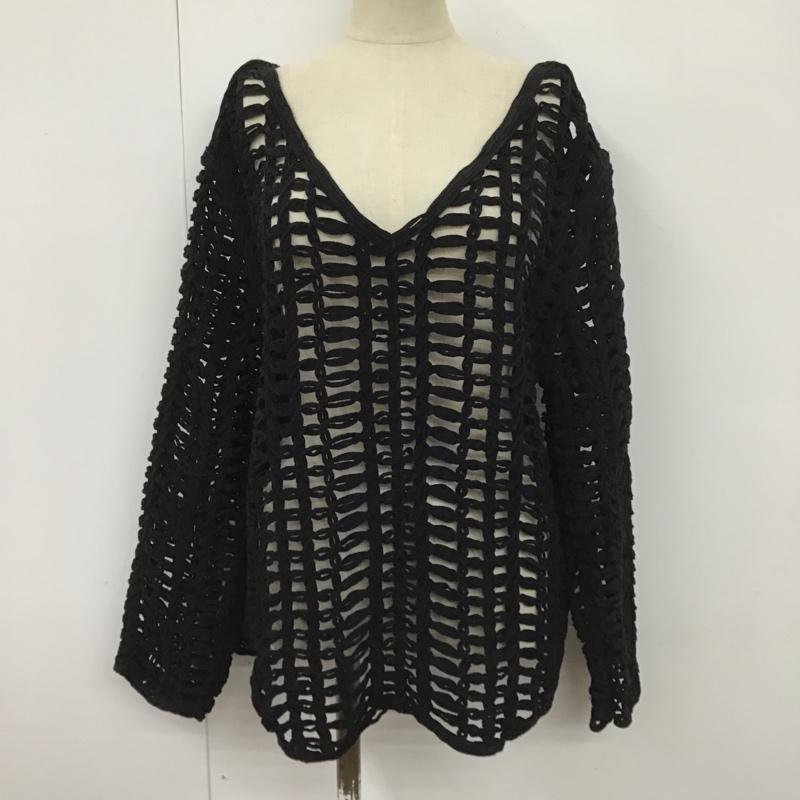 セレクトモカ select MOCA カットソー 長袖 10009584 長袖カットソー 編み込みカットソー Vネック FREE 無地 黒 / ブラック /  レディース USED 古着 中古 10105001
