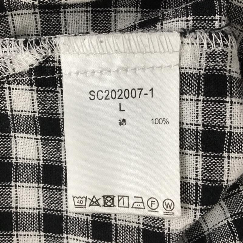 スタディオクリップ studio CLIP シャツ、ブラウス 長袖 SC202007-1 チェック柄シャツ ノーカラーシャツ 長袖シャツ L チェック 白 / ホワイト / X 黒 / ブラック / レディース USED 古着 中古 10105016