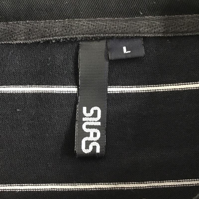 サイラス SILAS カットソー 長袖 長袖ポロシャツ ボーダー カラーシャツ カジュアルシャツ L ボーダー柄 黒 / ブラック / メンズ USED 古着 中古 10105025