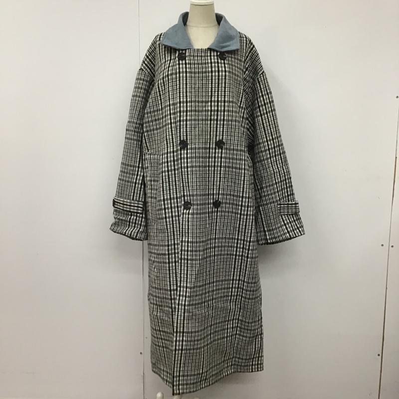 アビトーキョー ABITOKYO コート コート一般 A01B3932AB ダブルチェスターコート ロングコート アウター 0 チェック 黒 / ブラック / X 白 / ホワイト / X 灰 / グレー / レディース USED 古着 中古 10105094