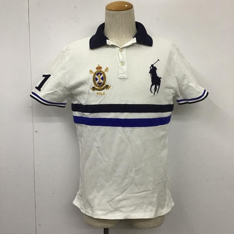 ポロラルフローレン POLO RALPH LAUREN ポロシャツ 半袖 半袖ポロシャツ カラーシャツ 半袖カットソー M ロゴ、文字 白 / ホワイト / メンズ USED 古着 中古 10105104