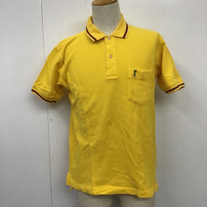 イヴサンローラン Yves Saint Laurent ポロシャツ 半袖 半袖ポロシャツ カラーシャツ 半袖カットソー 古着 80s~90s M ロゴ、文字 黄 / イエロー / メンズ USED 古着 中古 10105106