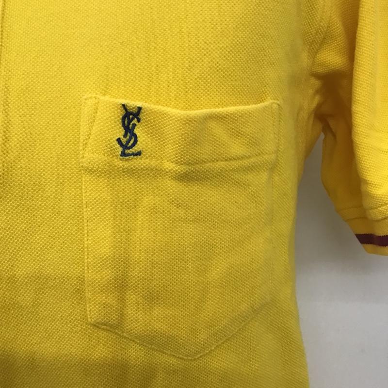 イヴサンローラン Yves Saint Laurent ポロシャツ 半袖 半袖ポロシャツ カラーシャツ 半袖カットソー 古着 80s~90s M ロゴ、文字 黄 / イエロー / メンズ USED 古着 中古 10105106