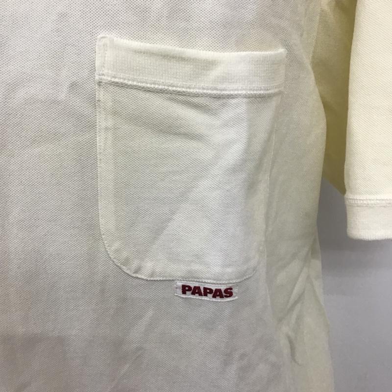 パパス PAPAS ポロシャツ 半袖 半袖ポロシャツ カラーシャツ 半袖カットソー ロゴ、文字 アイボリー / アイボリー / メンズ USED 古着 中古 10105114