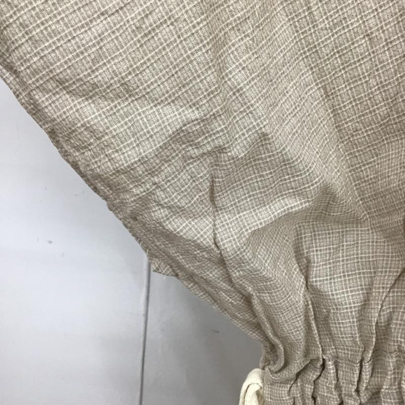 サマンサモスモス Samansa Mos2 カットソー 半袖 FLD-1711172 スリット フレンチスリーブ ギャザー チュニック 半袖カットソー FREE 無地 ベージュ / ベージュ / レディース USED 古着 中古 10105165