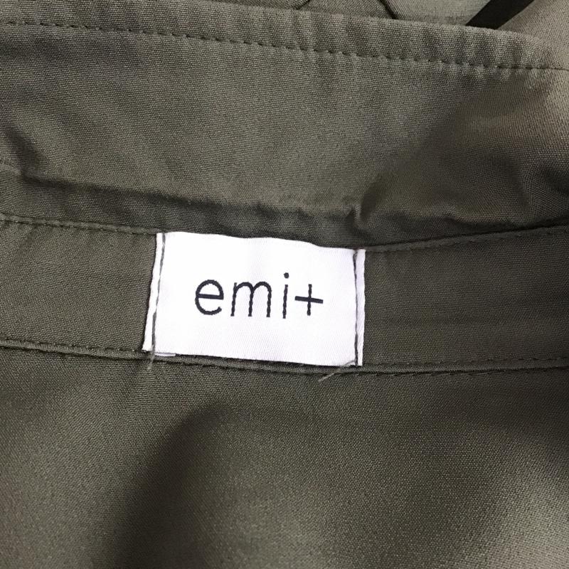 エミプラス emi+ シャツワンピース 長袖 長袖シャツワンピース カラーワンピース フレアスカート ロングワンピース 無地 カーキ / カーキ / レディース USED 古着 中古 10105172