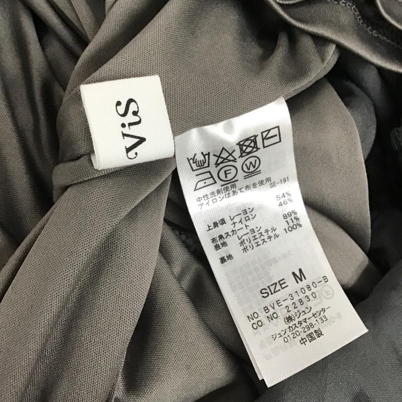 ビス ViS ワンピース ロングスカート BVE-31080-B シアーナロースカートドッキングワンピース 半袖ロングワンピース フレアスカート M 無地 灰 / グレー / レディース USED 古着 中古 10105178