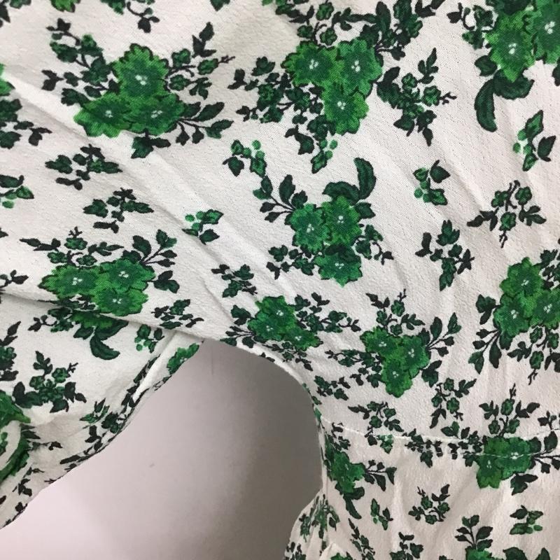 ザラ ZARA ワンピース ロングスカート 半袖ロングワンピース ノーカラーシャツワンピース フレアスカート S 総柄 白 / ホワイト / X 緑 / グリーン / レディース USED 古着 中古 10105183