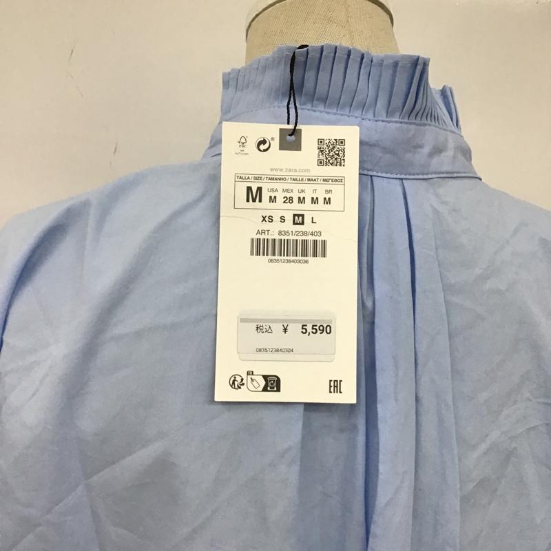 ザラ ZARA シャツ、ブラウス 半袖 半袖シャツ スタンドカラーシャツ カジュアルシャツ M 無地 水色 / ライトブルー / レディース USED 古着 中古 10105184