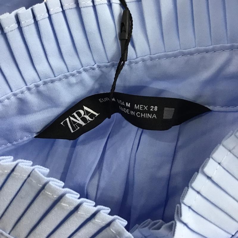 ザラ ZARA シャツ、ブラウス 半袖 半袖シャツ スタンドカラーシャツ カジュアルシャツ M 無地 水色 / ライトブルー / レディース USED 古着 中古 10105184