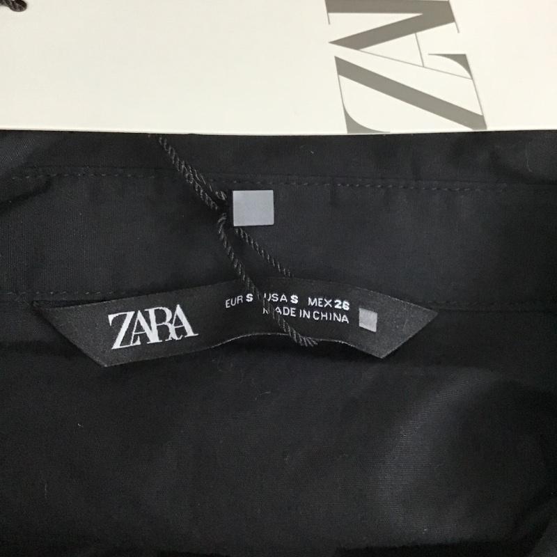 ザラ ZARA シャツ、ブラウス 半袖 半袖シャツ 袖フレアシャツ カラーシャツ カジュアルシャツ ショート丈 S 無地 黒 / ブラック / レディース USED 古着 中古 10105185