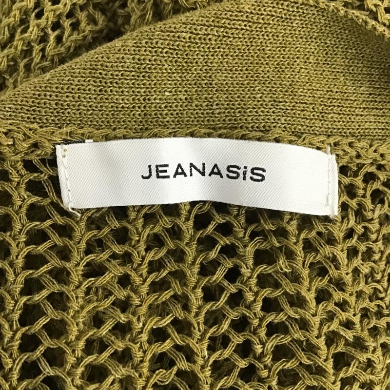 ジーナシス JEANASIS カーディガン 長袖 JS063391CF 長袖カーディガン 鍵編みニットカーディガン 前ボタン FREE 無地 カーキ / カーキ / レディース USED 古着 中古 10105189