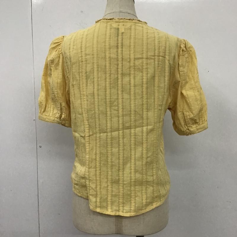 マウジー MOUSSY シャツ、ブラウス 半袖 010ESK30-2580 PINTUCKLACEブラウス 半袖シャツ ショート丈シャツ 1 無地 黄 / イエロー / レディース USED 古着 中古 10105202