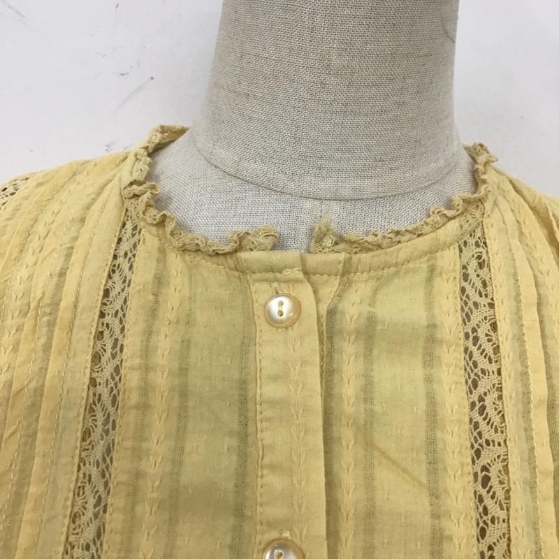 マウジー MOUSSY シャツ、ブラウス 半袖 010ESK30-2580 PINTUCKLACEブラウス 半袖シャツ ショート丈シャツ 1 無地 黄 / イエロー / レディース USED 古着 中古 10105202