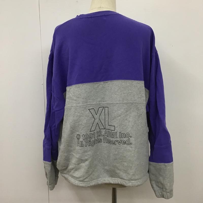 エクストララージ XLARGE トレーナー 長袖 長袖スウェット クルーネックカットソー 長袖トレーナー L ロゴ、文字 灰 / グレー / X 青 / ブルー / メンズ USED 古着 中古 10105214
