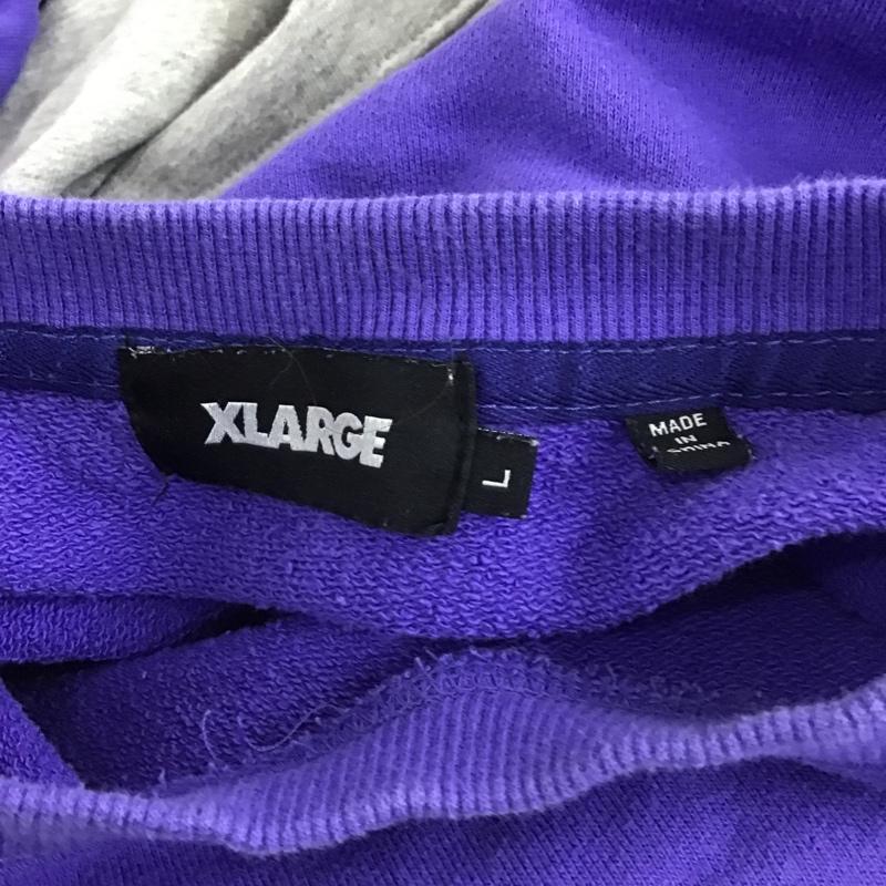 エクストララージ XLARGE トレーナー 長袖 長袖スウェット クルーネックカットソー 長袖トレーナー L ロゴ、文字 灰 / グレー / X 青 / ブルー / メンズ USED 古着 中古 10105214