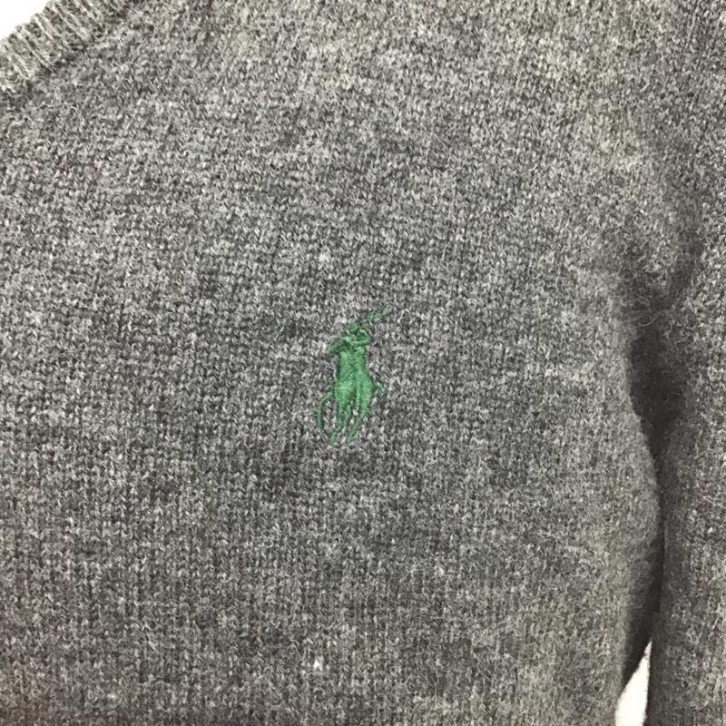 ポロバイラルフローレン Polo by RALPH LAUREN ニット、セーター 長袖 長袖ニット セーター Vネック 長袖カットソー M ロゴ、文字 灰 / グレー / メンズ USED 古着 中古 10105223