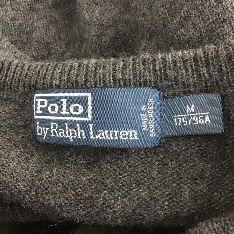 ポロバイラルフローレン Polo by RALPH LAUREN ニット、セーター 長袖 長袖ニット セーター Vネック 長袖カットソー M ロゴ、文字 灰 / グレー / メンズ USED 古着 中古 10105223