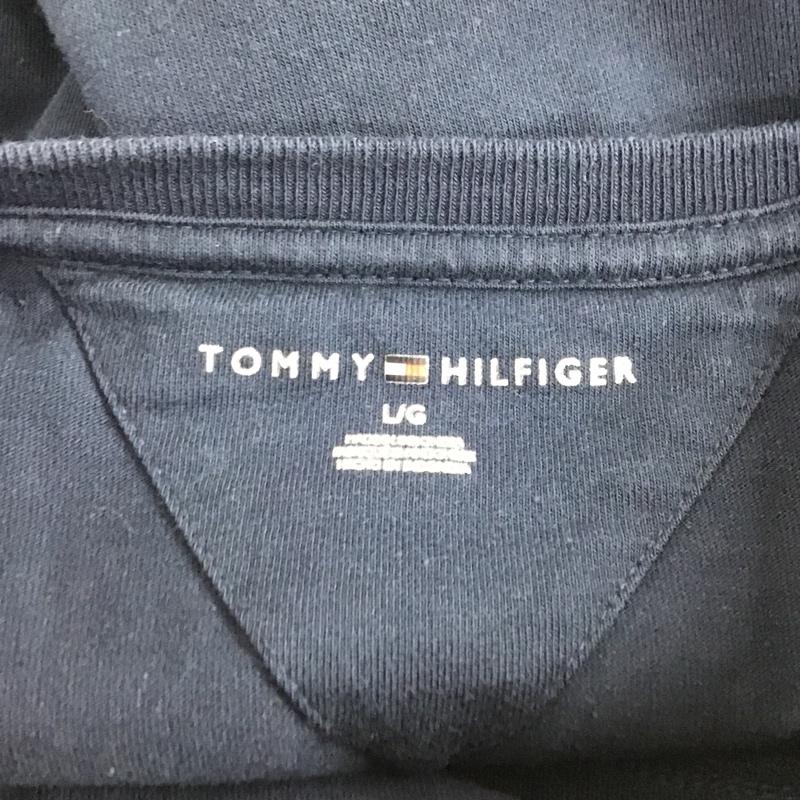 トミーヒルフィガー TOMMY HILFIGER Tシャツ 半袖 半袖カットソー クルーネックカットソー 刺繍Tシャツ L ロゴ、文字 紺 / ネイビー / メンズ USED 古着 中古 10105225