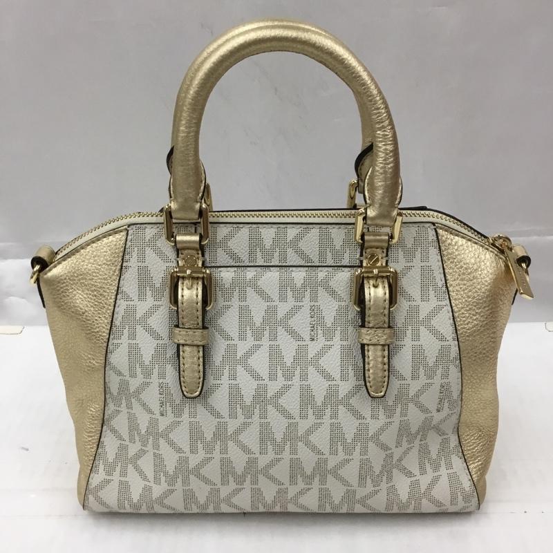 マイケルコース MICHAEL KORS ハンドバッグ ハンドバッグ 35H7GC6M8M ショルダー 2WAY ロゴ、文字 白 / ホワイト / X 金 / ゴールド / レディース USED 古着 中古 10105251