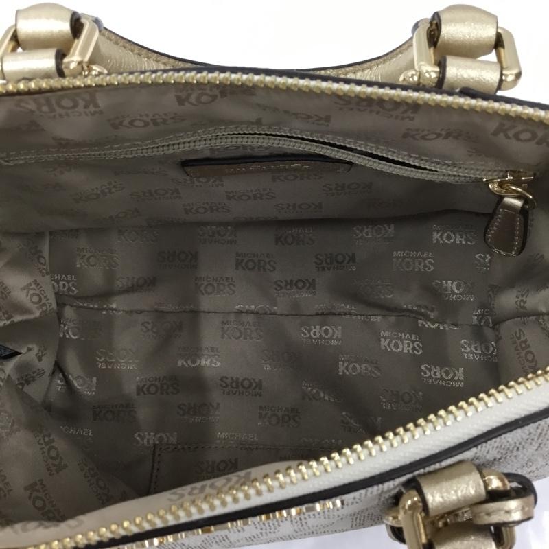 マイケルコース MICHAEL KORS ハンドバッグ ハンドバッグ 35H7GC6M8M ショルダー 2WAY ロゴ、文字 白 / ホワイト / X 金 / ゴールド / レディース USED 古着 中古 10105251