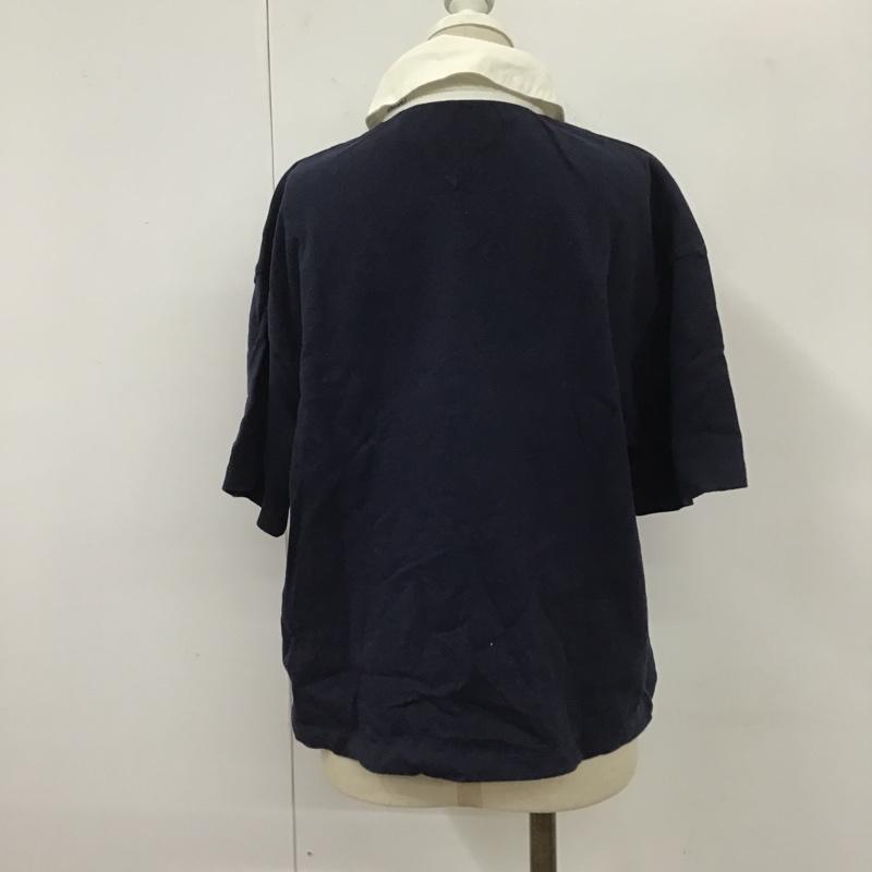 トミー ジーンズ TOMMY JEANS カットソー 半袖 半袖カットソー ジップアップカラーカットソー Tシャツ M 無地 紺 / ネイビー / X 赤 / レッド / レディース USED 古着 中古 10105339
