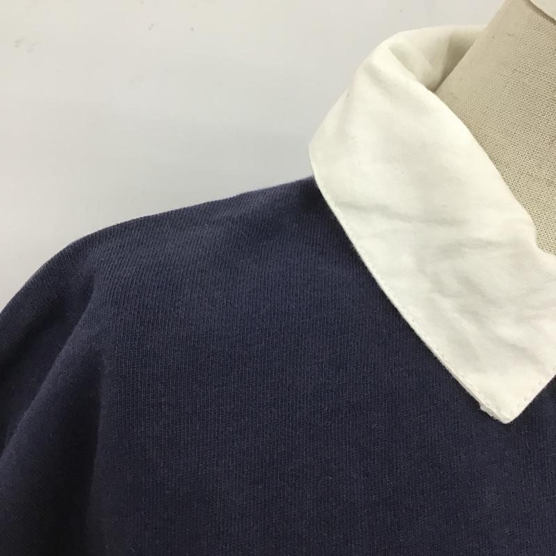 トミー ジーンズ TOMMY JEANS カットソー 半袖 半袖カットソー ジップアップカラーカットソー Tシャツ M 無地 紺 / ネイビー / X 赤 / レッド / レディース USED 古着 中古 10105339