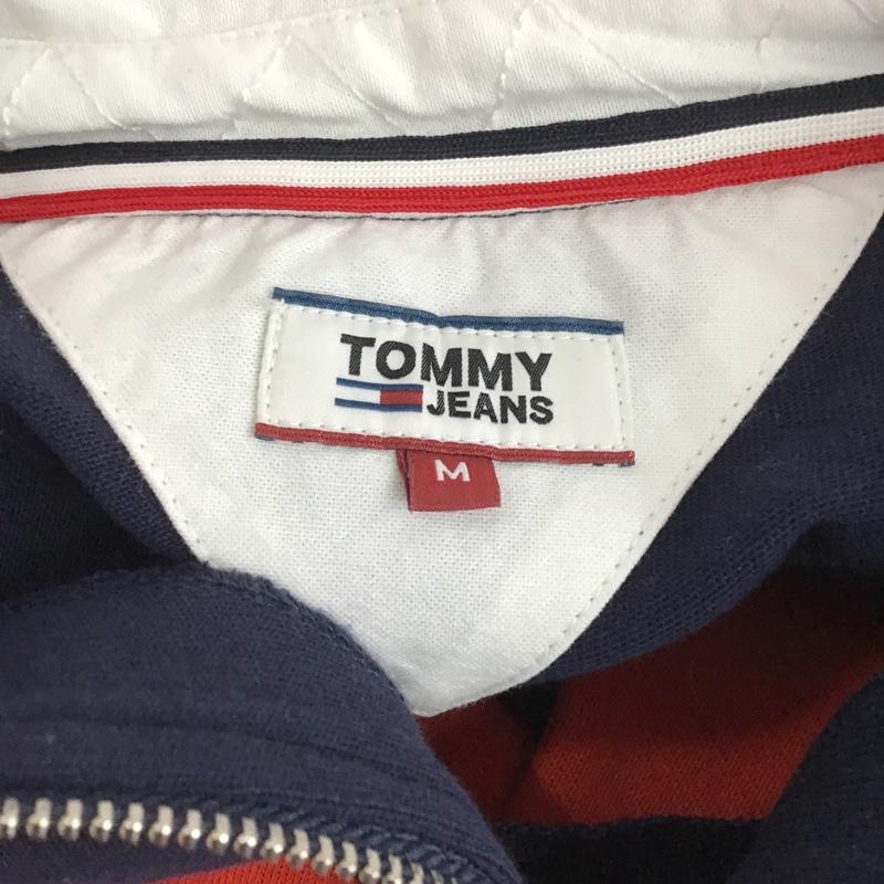 トミー ジーンズ TOMMY JEANS カットソー 半袖 半袖カットソー ジップアップカラーカットソー Tシャツ M 無地 紺 / ネイビー / X 赤 / レッド / レディース USED 古着 中古 10105339