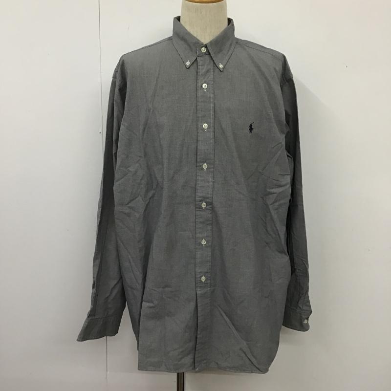 ラルフローレン RALPHLAUREN シャツ、ブラウス 長袖 長袖シャツ カラーシャツ チェックシャツ長袖カットソー XL ロゴ、文字 紺 / ネイビー / メンズ USED 古着 中古 10105375