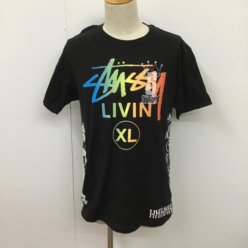 ステューシー STUSSY Tシャツ 半袖 半袖カットソー プリントTシャツ クルーネックカットソー M プリント 黒 / ブラック / メンズ USED 古着 中古 10105390