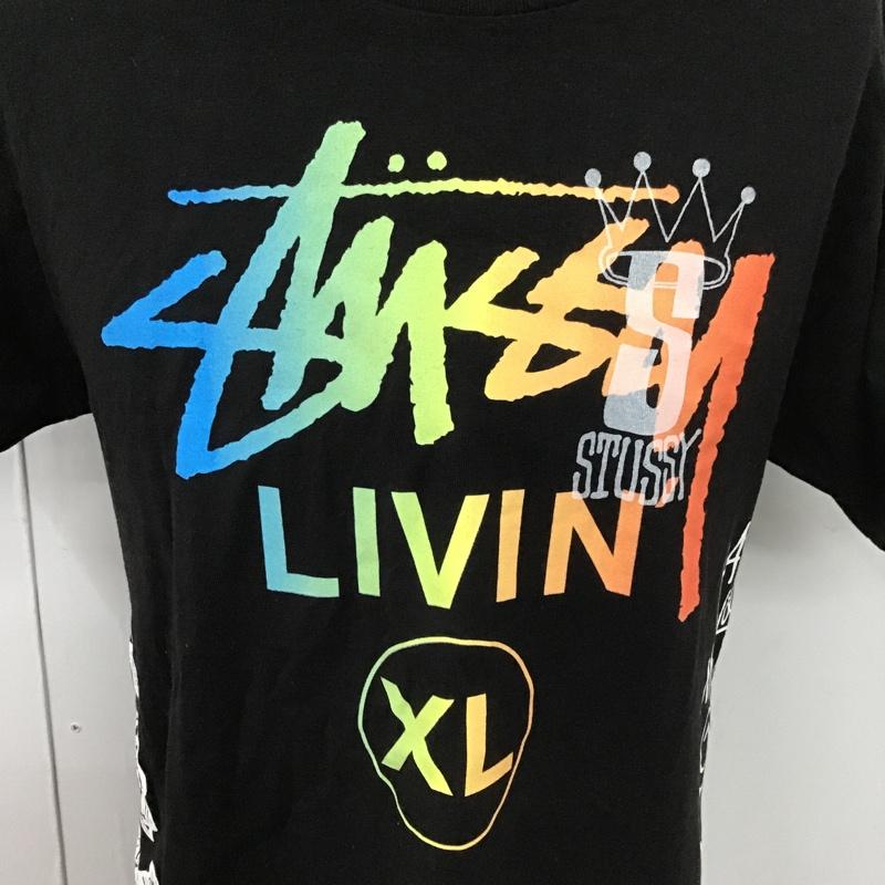 ステューシー STUSSY Tシャツ 半袖 半袖カットソー プリントTシャツ クルーネックカットソー M プリント 黒 / ブラック / メンズ USED 古着 中古 10105390