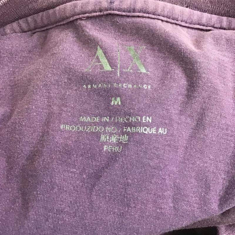 アルマーニエクスチェンジ A/X ARMANIEXCHANGE Tシャツ 半袖 半袖カットソー プリントTシャツ クルーネックカットソー M ロゴ、文字 紫 / パープル / メンズ USED 古着 中古 10105405