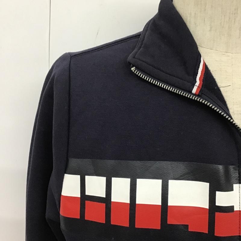 トミーヒルフィガー TOMMY HILFIGER トレーナー 長袖 長袖スウェット 長袖トレーナー リブカットソー カラージップトレーナー プリントトレーナー M ロゴ、文字 紺 / ネイビー / メンズ USED 古着 中古 10105428