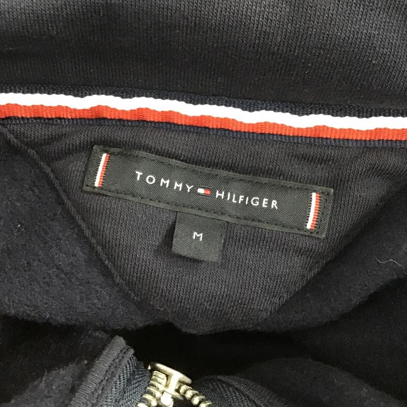 トミーヒルフィガー TOMMY HILFIGER トレーナー 長袖 長袖スウェット 長袖トレーナー リブカットソー カラージップトレーナー プリントトレーナー M ロゴ、文字 紺 / ネイビー / メンズ USED 古着 中古 10105428