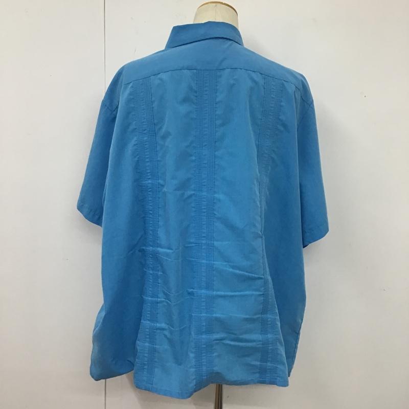 エストレヤスタンダードグァジャベーラ ESTRELLA STANDARD GUAYABERA シャツ、ブラウス 半袖 半袖シャツ カラーシャツ 半袖カットソー アロハシャツ 刺繍 青 / ブルー / メンズ USED 古着 中古 10105435