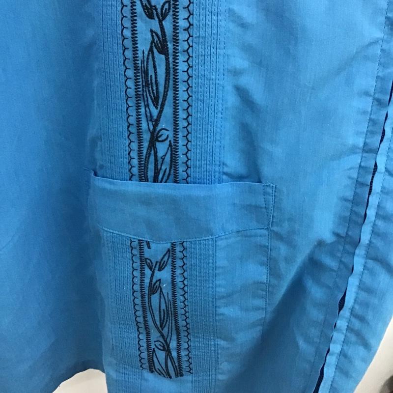 エストレヤスタンダードグァジャベーラ ESTRELLA STANDARD GUAYABERA シャツ、ブラウス 半袖 半袖シャツ カラーシャツ 半袖カットソー アロハシャツ 刺繍 青 / ブルー / メンズ USED 古着 中古 10105435